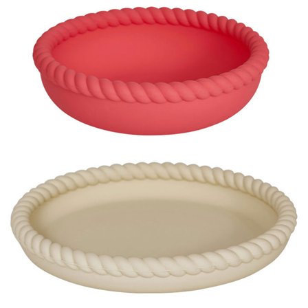 OYOY Mini Mellow skålsæt, vanilla/cherry red - Red/vanilla | KitchenOne