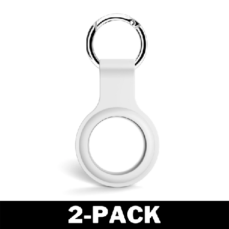 Airtag Apple Shell Silikone Med Nøglering Hvid CNMR 2-Pack