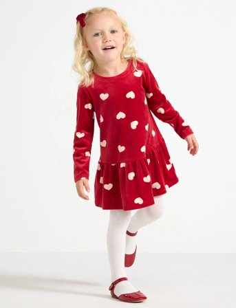 Lindex Kjole I Velour - Red - 110