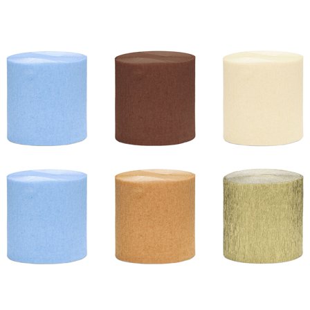 Kräppapper Ljusblå/Brun 6-pack