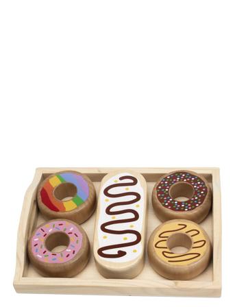 Doughnuts In Tray, 100 % Fsc Wood Toys Toy Kitchen & Accessories Toy Food & Cakes Multi/mønstret Magni Toys
