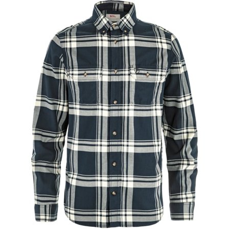 Fjällräven Men's Övik Lite Flannel Shirt T-Shirt in Dark Navy/Chalk White | Size: Small, Organic Cotton
