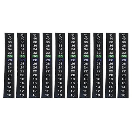 10 stk. Termometer Klistremerke Stripe 10-40 Celsius Grader Innendørs Temperaturmålingsstripe Flytende Krystall Misfarging Temperatur (Svart, 