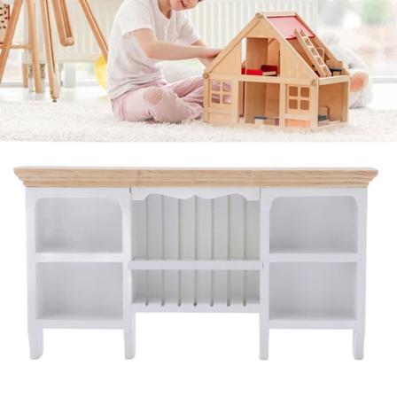 1/12 Miniature Opbevaringsskab Vægmonteret Håndmalet Dukkehus Skab Håndlavet Mini Hylde Hvid