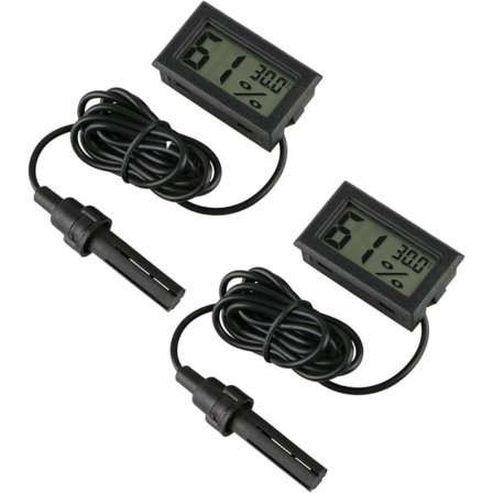 Digital Termometer Hygrometer, 2-pack Hygrometer Termometer Mini Sond Termometrar Temperatur Luftfuktighetsmätare för Reptil Inkubator