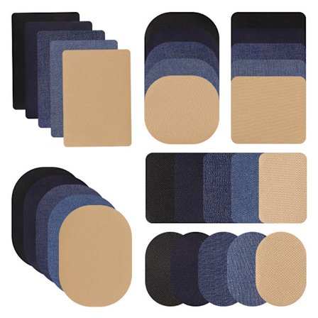 Sæt med reparationslapper til jeans og tøj, 3-pak