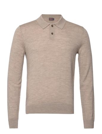 Merino Polo Knit Polos Long-sleeved Beige Morris