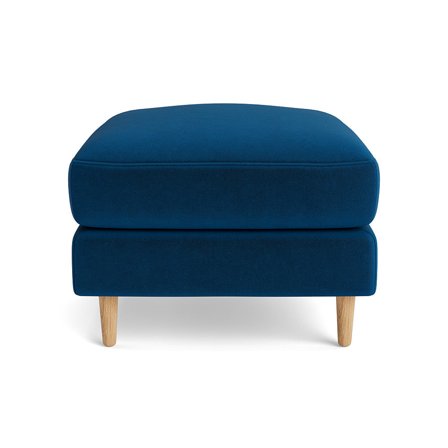 Ofelia Puf Riviera Kongeblå 65x65x47cm - Firkantet Skammel / Fodskammel med PU Skum & Nozag Fjedre - Kongeblå Puf