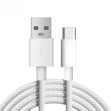 iPhone 16 15 Pro Max iPad USB Type C Punottu Tiedonsiirtokaapeli 120W Pikalataus Latauskaapeli USB-C Johto VALKOINEN-XF35- VALKOINEN 2m
