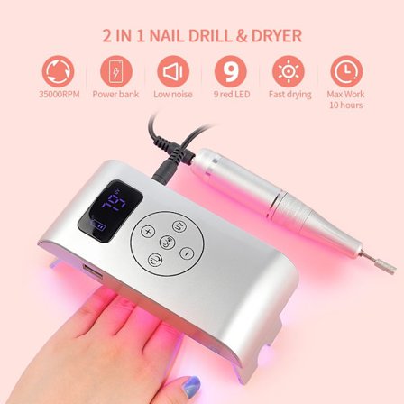 2-I-1 Nagelborrpenna & Mini Nageltork Portable Power