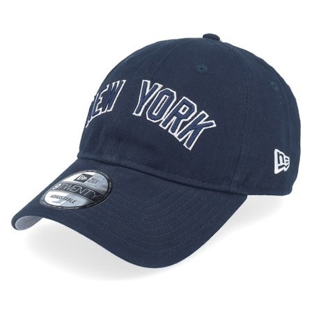 New Era - MLB Blauw unconstructed Cap - New York Yankees Team Script 9TWENTY Navy Dad Cap @ Hatstore