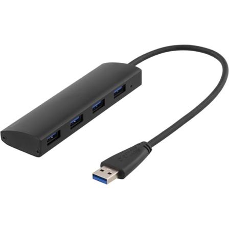 DELTACO USB 3.1 Gen 1 -hubi, 4x Type A naaras, alumiinia, musta