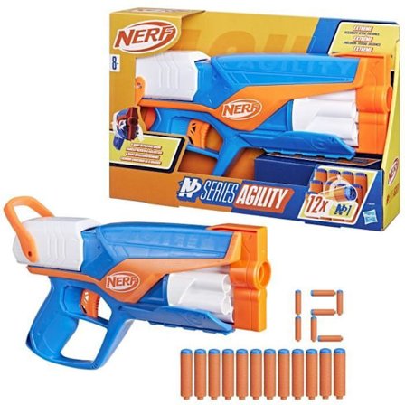 NERF blaster Agility N Series, 12 Nerf N1 pilar endast för Nerf N Series blasters, 6 dartpipor, utomhusspel