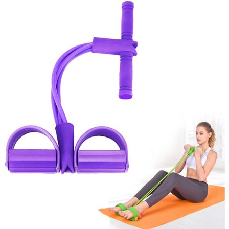 2-pakks mageøvelser med 4 elastiske tau med pedal