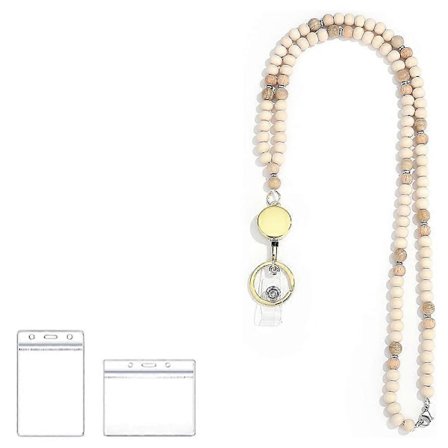 Rullelige nøglesnore til nøgler, ID-badgeholder med træperler