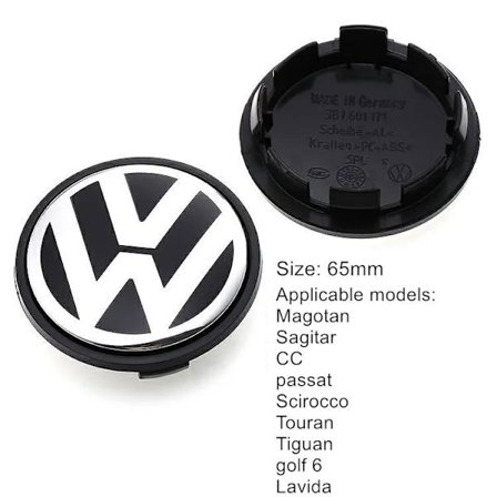 4 stk. 65 mm Bilhjul Center Nav Kapsler Dækker Tilbehør Til VW Volkswagen Golf Polo Passat Touran Jetta - konveksitet 65 mm