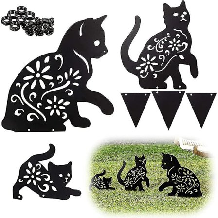 Hagedekorasjon Katt 3 stk .metall Hult Design Utendørs Søt Dekorativt Dyr