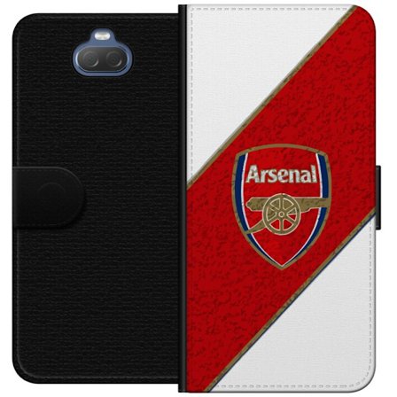 Kompatibelt Plånboksfodral till Sony Sony Xperia 10 Moschino Toy teddybjörn med enkel tecknad design, brun björn med vit tröja och tydlig logotyp