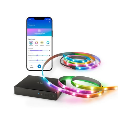 WiZ HDMI sync box med TV lightstrip (75"-85") Supports 4K at 60Hz, RGBIC LED Strip for 75-85 Inch TVs, App/Voice Control