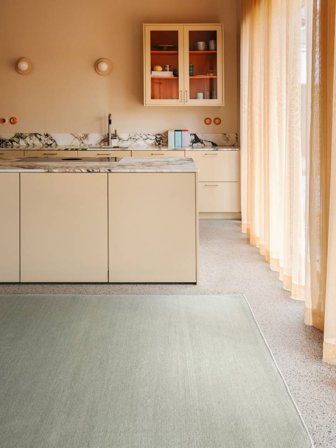 Plain (Single Colored) Large Handloom Flat Rug - Light Green 250X300 Wool, Modern Style