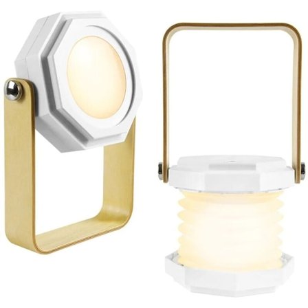 LED-bordlampe natlys USB genopladelig 3 lystilstande sammenklappelig lanterne til camping soveværelse stue