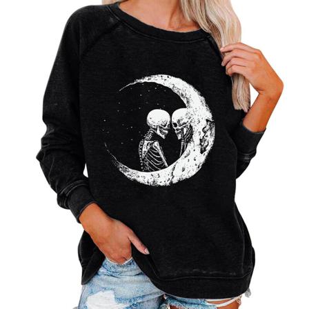Toppar Med Print För Damer Halloween- Printed Tröja