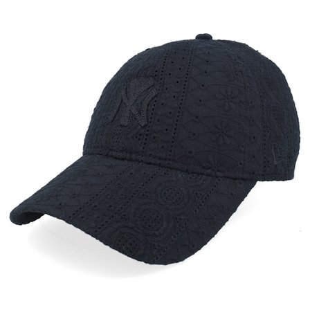 New Era - MLB Zwart unconstructed Cap - New York Yankees Womens Broderie 9TWENTY Black Dad Cap @ Hatstore