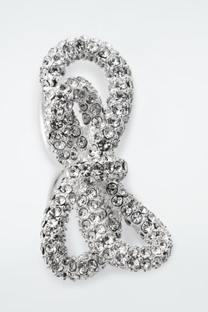 COS Women's Anillo Doble Dedo Cristal Lazo Anudado in Plateado