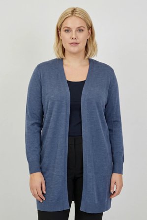 CISO - Lang Cardigan - Blå - Åben Front