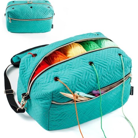 Virknålsväska Organizer - Stickväska - Garnförvaringsorganisatör - Garnväska för Virkning - Garnhållare för Virktillbehör, Stickor