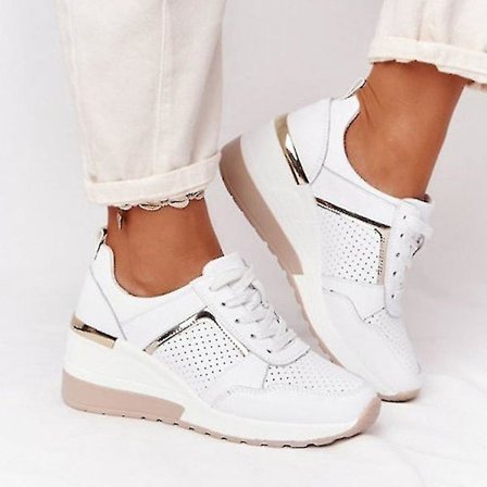 Kvinners Casual Lace-up Wedge Sports Snickers Vulcanized Comfy Shoes, Athletic Fashion Footwear, Everyday Comfortable Sneakers