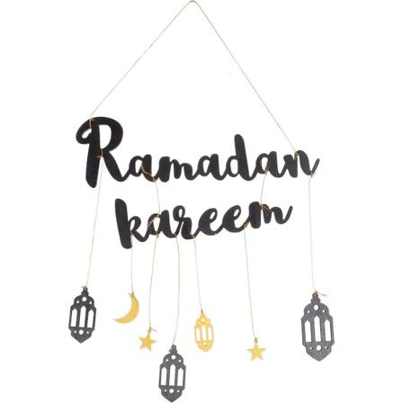 Galaxy Eid Mubarak Puu-kyltti Kuun ja Tähden Ripustus Koriste Islam Eid Ramadan Seinäkilpi Ovikyltti (musta) Musta