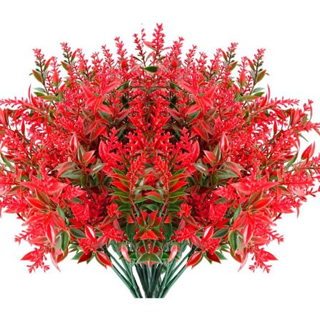 8 Bundt Kunstig Lavendel Planter Udendørs UV Beskyttelse Falske Blomster Kunstige Planter Have Veranda Dekoration(rød)