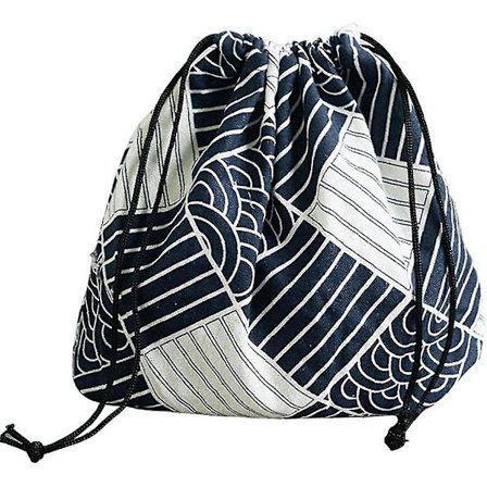 Lunch Bento Box Bag Dragsko i tyg Lunch Cooler Box Isolerad Cool Tote Bag (Mörkblå 1st)