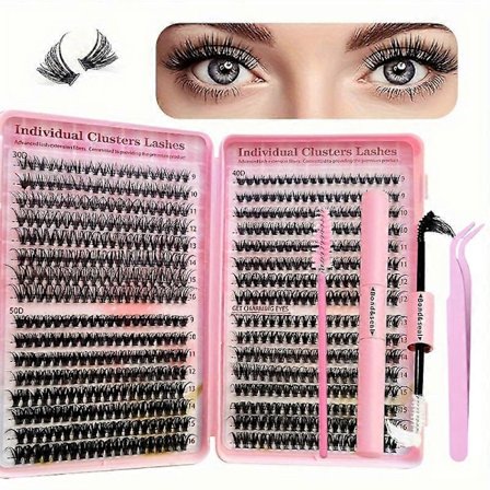 640 stk. Øjenvippeforlængelsessæt 304050D Vippeklumper D Curl 9-16 mm Individuelt vippesæt med lim og forsegler, pincet og børste[HK]