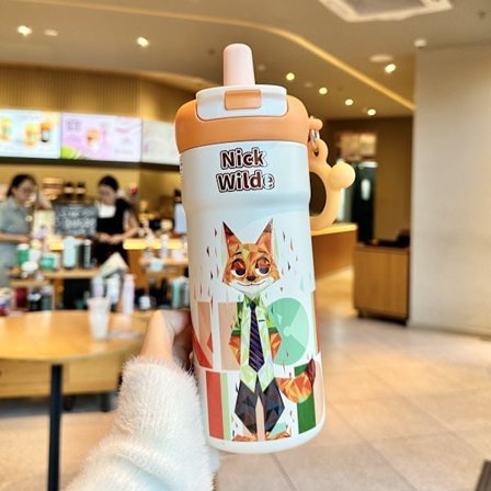 Zootopia Krus - Stor Volumen med Judy & Nick | Perfekt til Kolde Drikke | Trendy Is-krus med Sugerør MZM-6603 Plus/Minus Nick 580ml enkelt kop