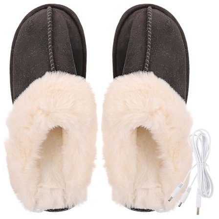 1 par varme tøfler, elektrisk oppvarmede tøfler, USB-oppvarmede tøfler, varme støvler (0,00X0,00X0,00CM 10, mørkegrå)