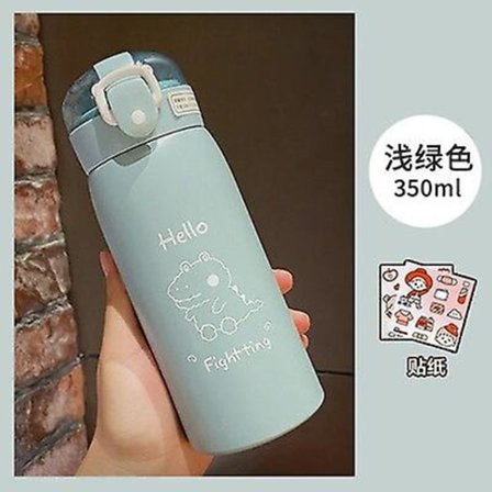 Söt Vakuumflaska Tecknade Rostfritt Stål Vattenflaska Kaffe Te Mjölk Rese Sugrör Kopp Vattenflaska