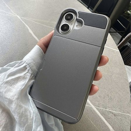 Skal för iPhone 16 med Skjutbart Korthållare PC+TPU Telefon Baksida -