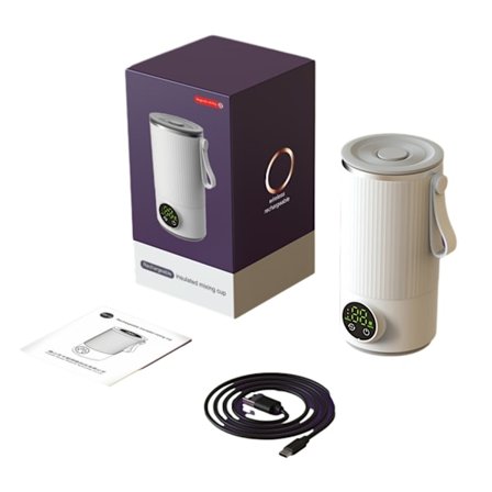 USB-lämmitys- ja sekoituskuppi, 6 säädettävää lämpötilaa, 6000 mAh akku, ladattava