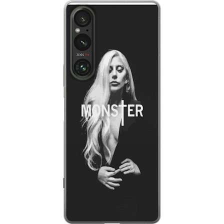 Kompatibel Mobilcover til Sony Sony Xperia 1 VI Lady Gaga Monster sort-hvid portræt Gaga MONSTER tekst ikonisk design