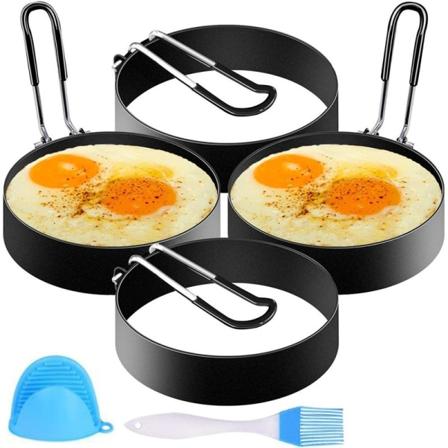 SYOSIN 4-pak stekte eggformer, pannekakeform, rustfritt stål non-stick pannekaker