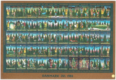 Danmark - Julemærkeark 1986 - Utakket - Ubrugt eller foldet