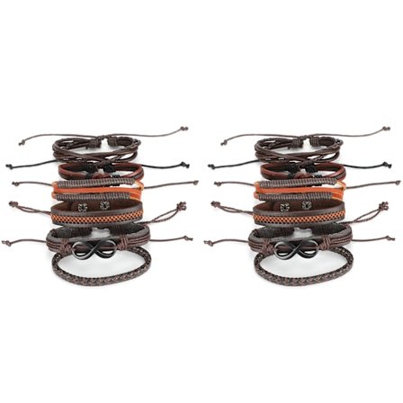 2 sett flettede armbånd flerlags skinn strikket fasjonable armbånd unisex håndledssmykker