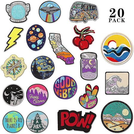 Dww-broderi stryge-på-patch, 20 stk. blandet rum kirsebær flaske patch klistermærke applikation stryge-på eller sy-på badge til tøj T-