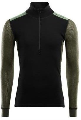 Aclima M's WoolNet Hybrid Mockneck Jet Black/Olive Night/Dill