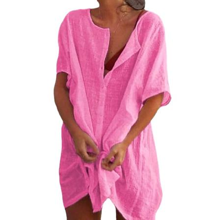 Sommar Bomull Dam Midiklänning Vit Oversize Stor Storlek 8xl Ca