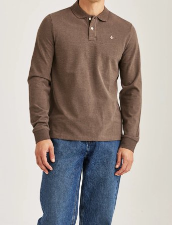 Morris Camden Ls Polo Shirt - Brown - XXXL