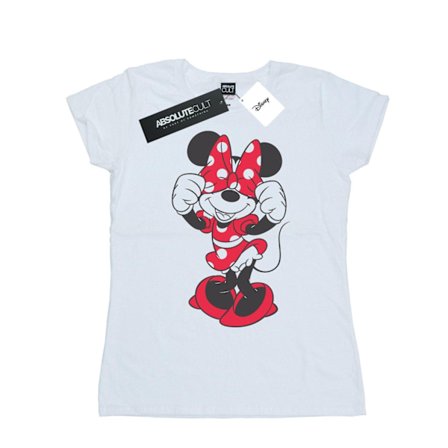 Disney Dam/Kvinnor Minnie Mouse Rosett Ögon Bomull T-shirt M Vit