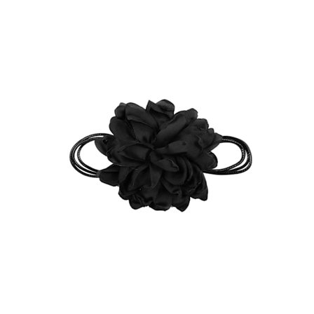 Trendy Retro Boho Svart Choker / Halskjede med en Stor Svart Blomst